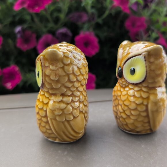 Owl Salt And Pepper Shakers Wide Eyed Clean 3 inch - Picture 2 of 6